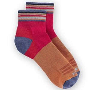 Pistil Kaiya Quarter Crew Socks Merino Wool Blend Orange Blue Womens Medium NEW